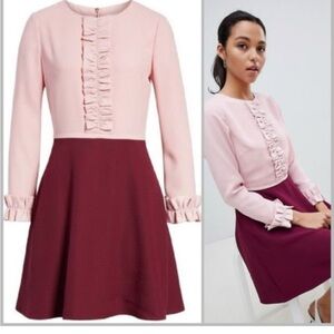 Ted Baker Blush Pink and Deep Burgundy Dress